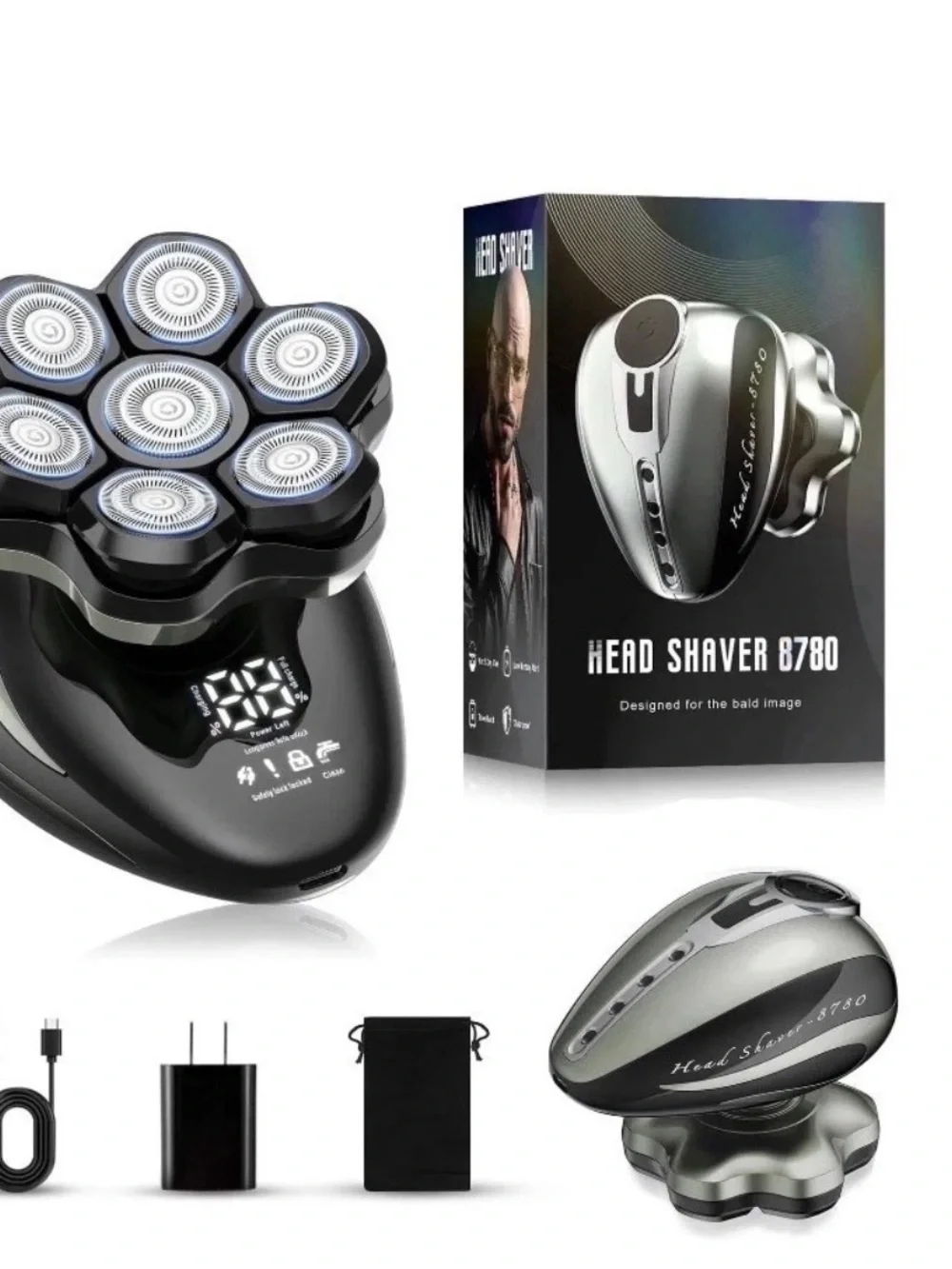 Clforczh 7-Head Rotary Head Shaver 8780 Wet/Dry Waterproof USB Charging for Men
